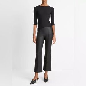 Vince Elbow-Sleeve Crew Neck Top Navy Blue  Size L